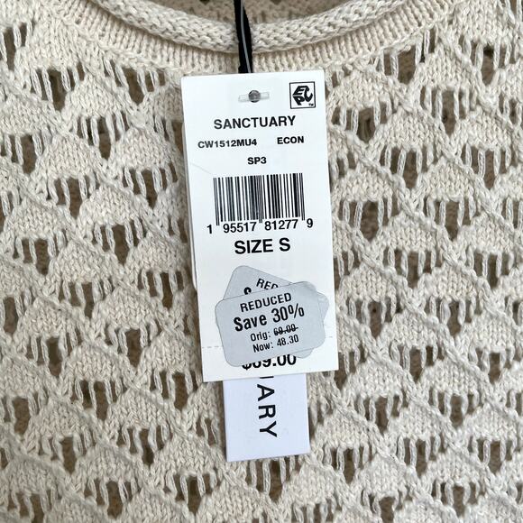 NWT Sanctuary Women's Open Stitch Crochet Knit Cotton Sweater Vest Size Small - Picture 6 of 7